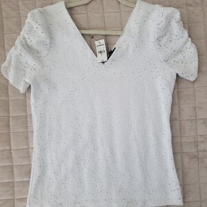Express White Eyelet Puff Sleeve Top